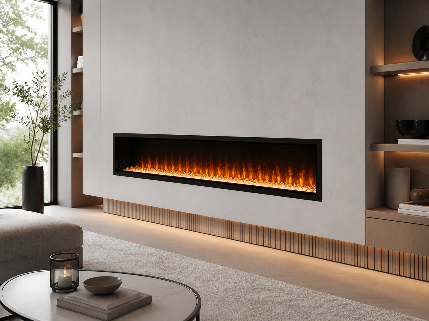 72” Smart Wall-Mounted Linear Electric Fireplace