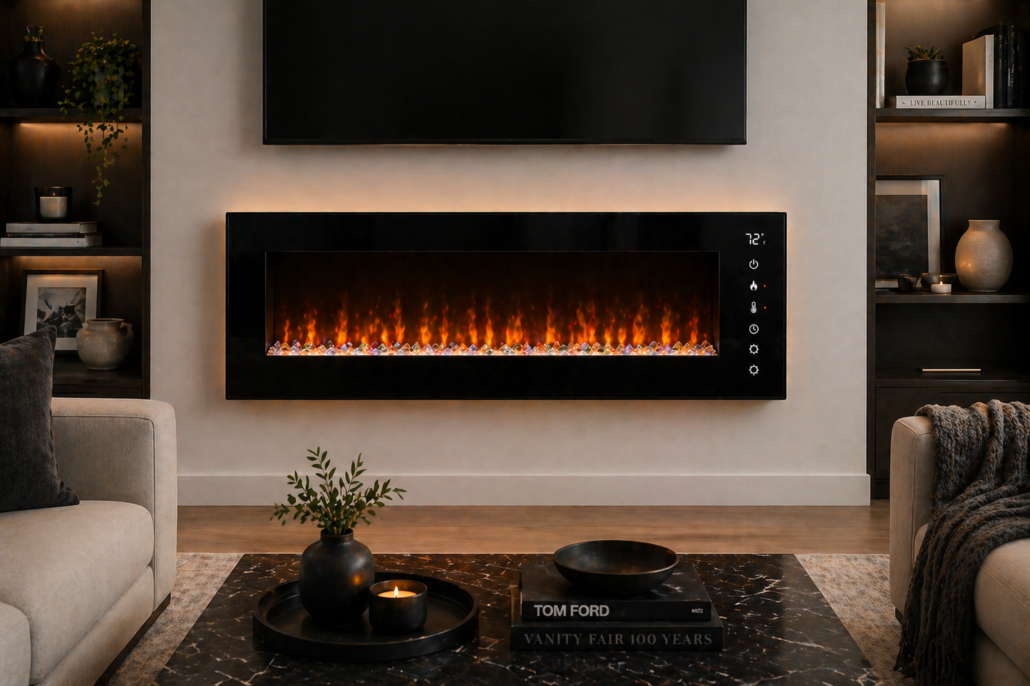60” Wall-Mounted Electric Fireplace