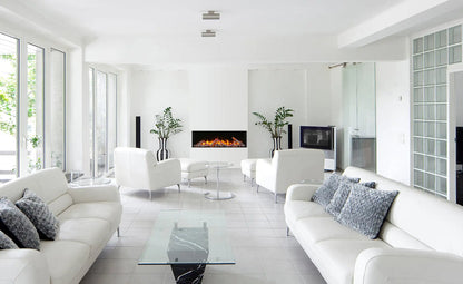 Remii Bay Slim three-sided fireplace installed in modern room