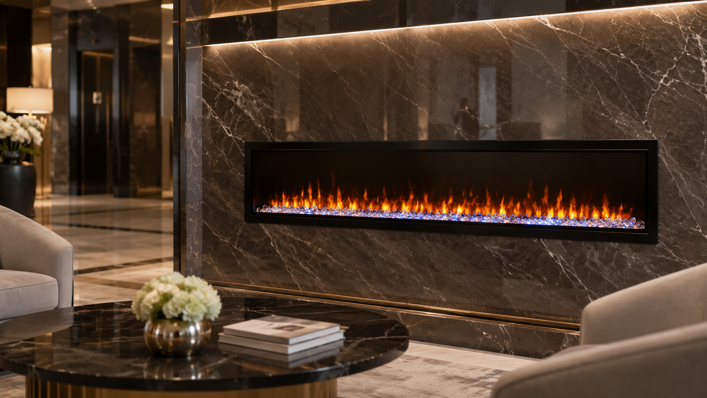 60" Flush Wall Linear Electric Fireplace