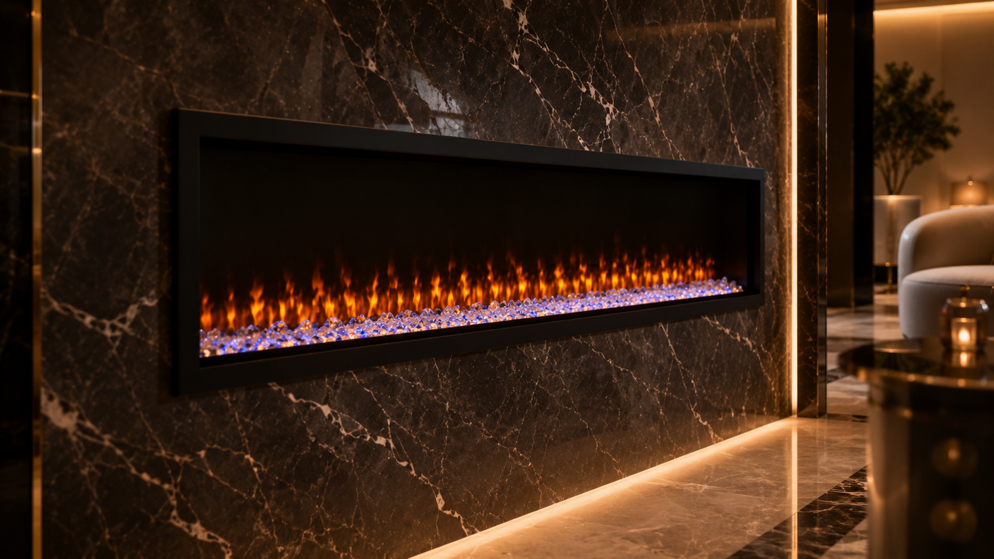 60" Flush Wall Linear Electric Fireplace