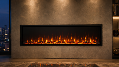 60" Modern Flame-Effect Recessed Fireplace
