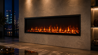60" Modern Flame-Effect Recessed Fireplace