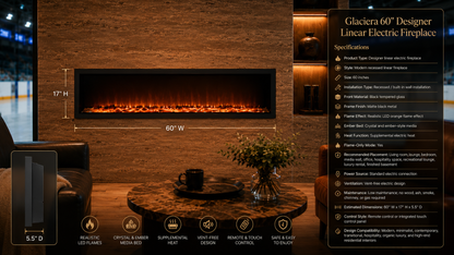 60" Designer Linear Electric Fireplace