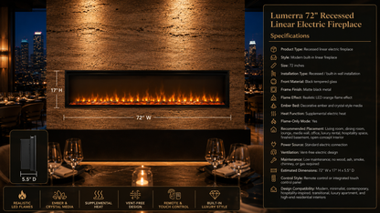 72" Recessed Linear Electric Fireplace
