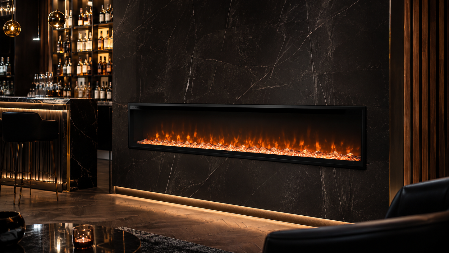 72" Modern Recessed Electric Fireplace