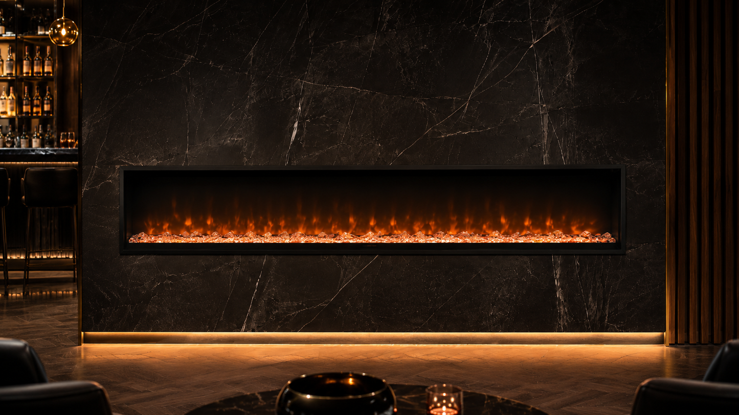 72" Modern Recessed Electric Fireplace
