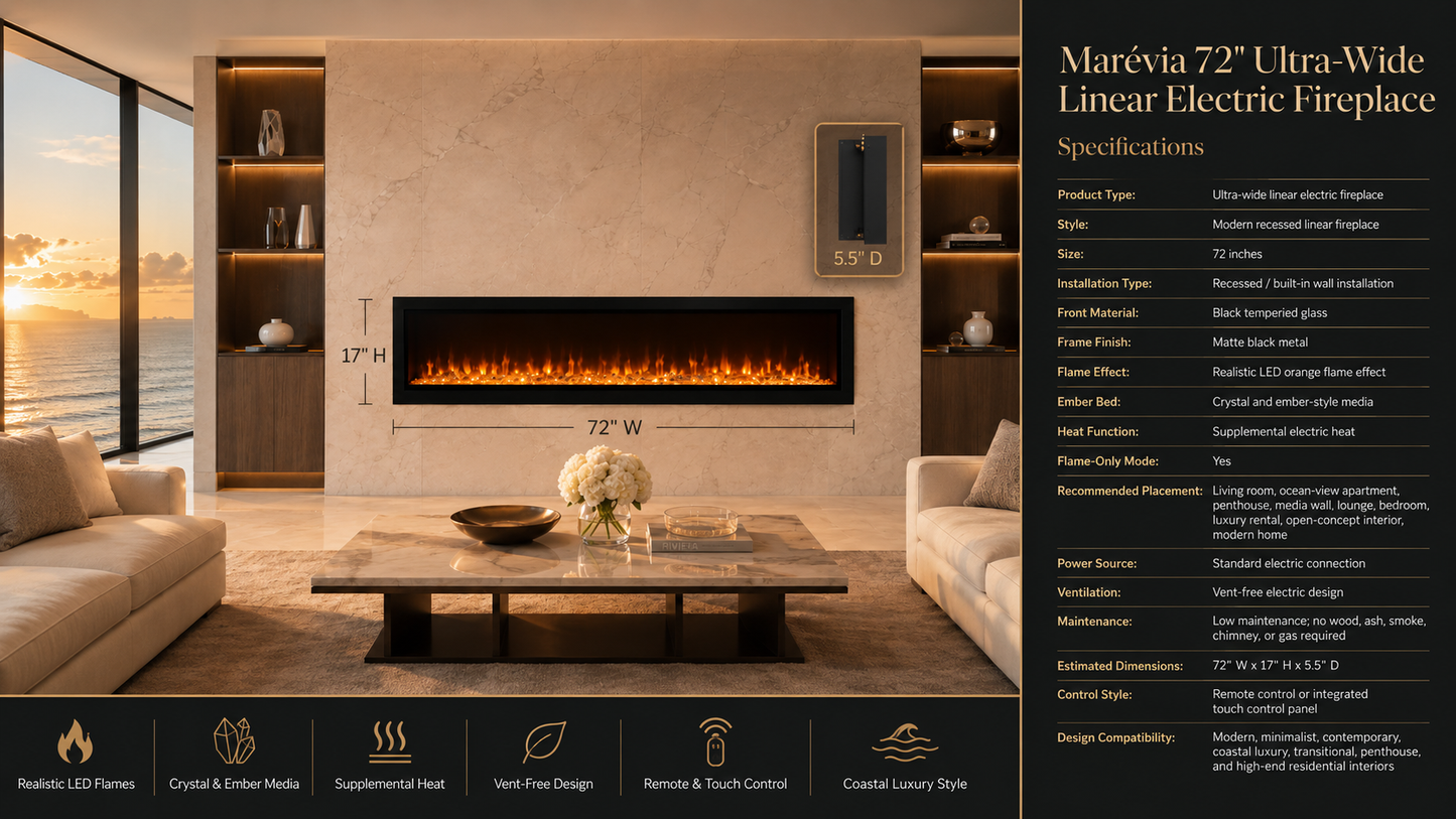 72" Ultra-Wide Linear Electric Fireplace