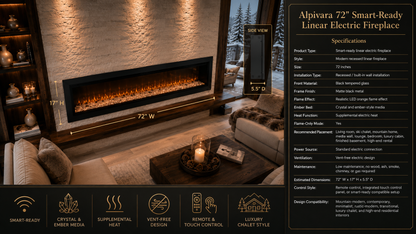 72" Smart-Ready Linear Electric Fireplace