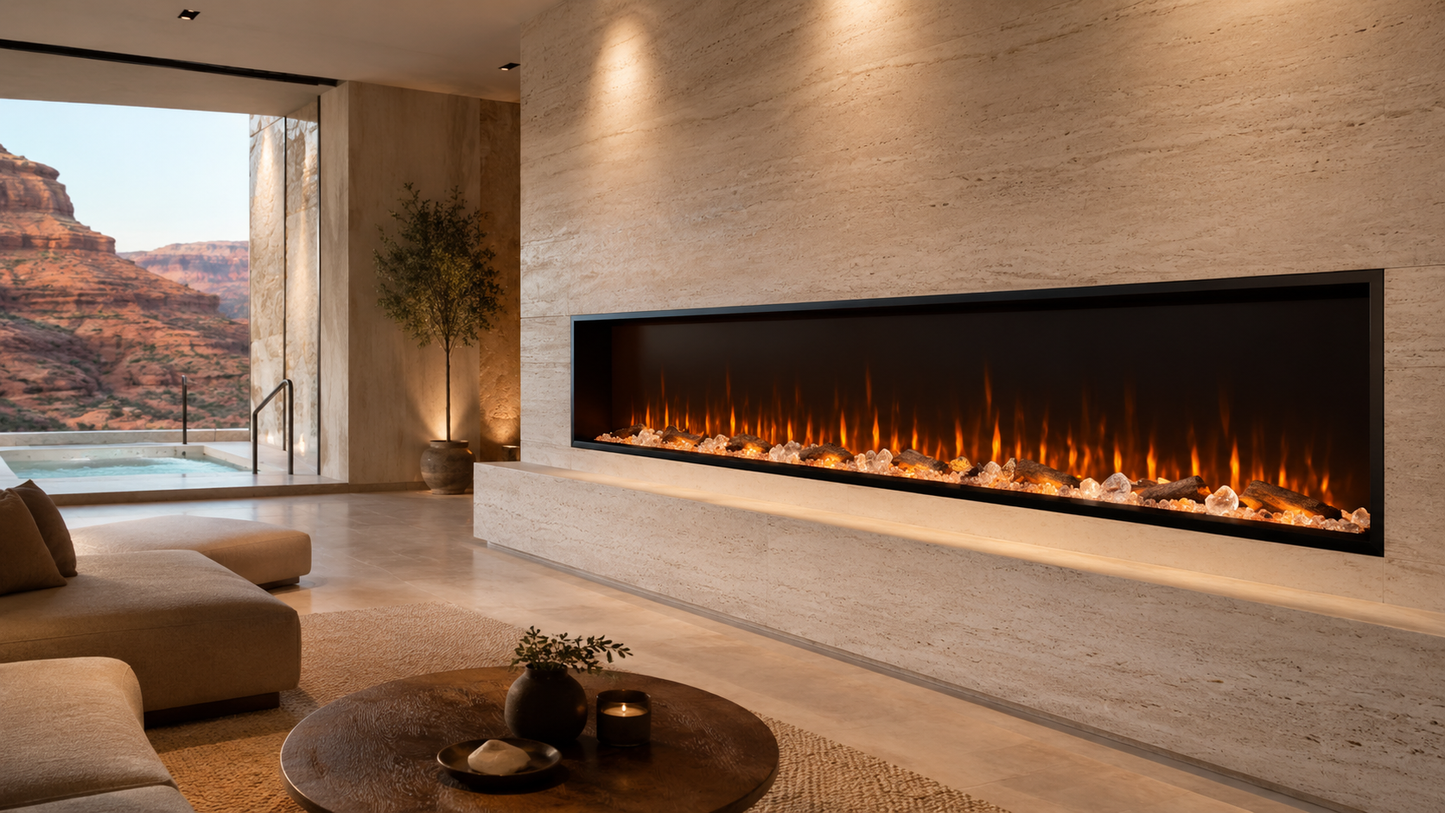 72" Low-Profile Media Wall Electric Fireplace