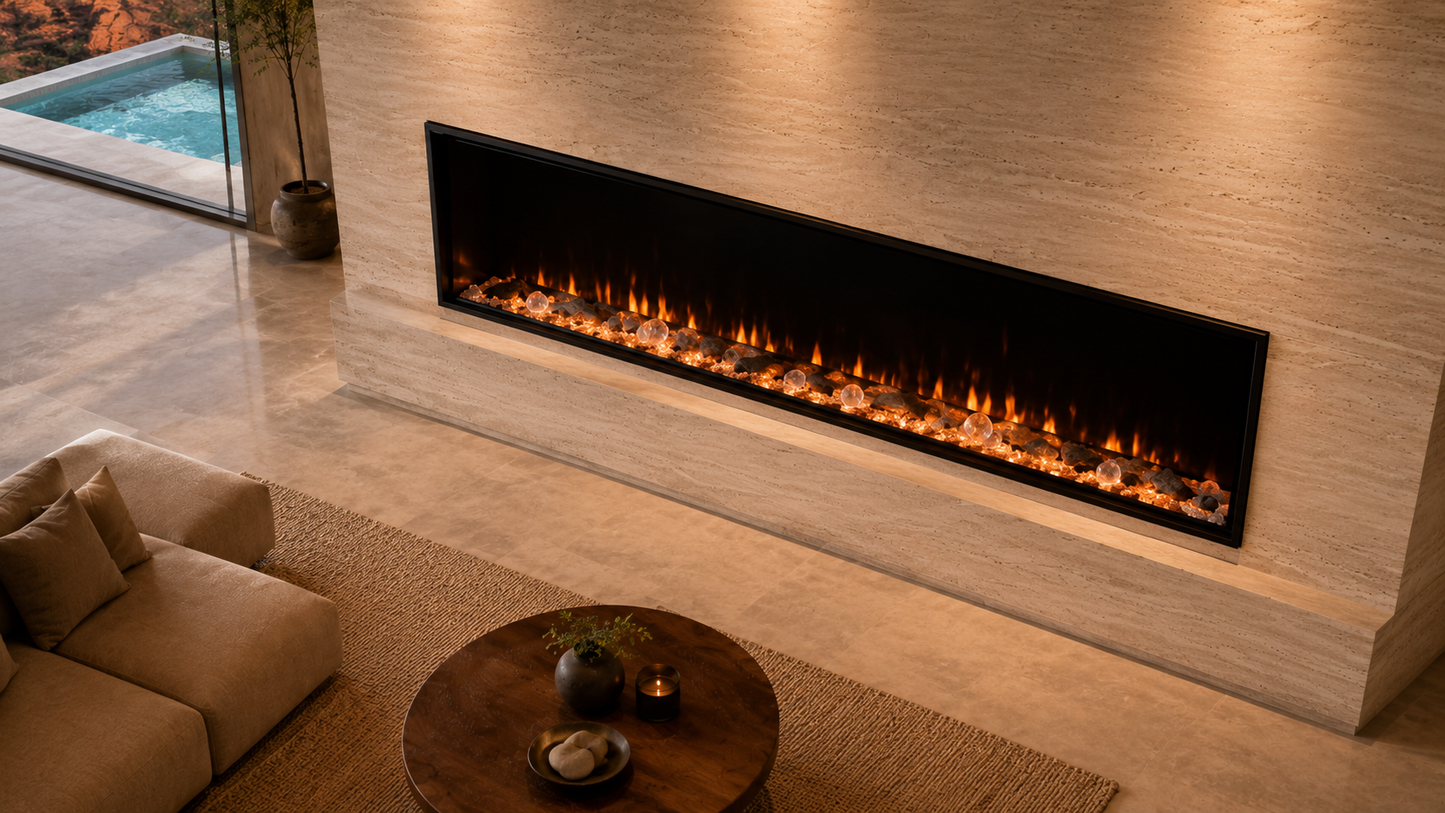 72" Low-Profile Media Wall Electric Fireplace