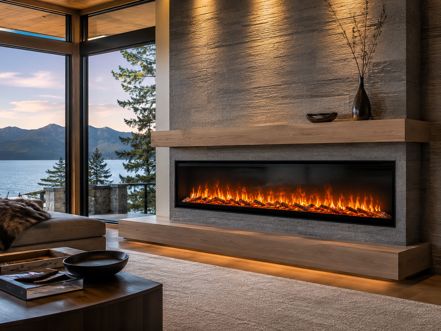 76" Luxury Media Wall Electric Fireplace