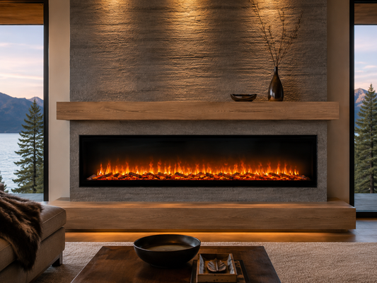76" Luxury Media Wall Electric Fireplace