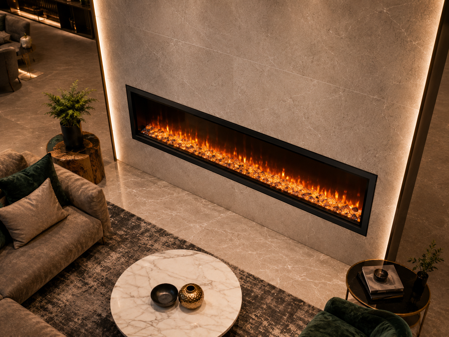 74" Premium Smart Linear Electric Fireplace