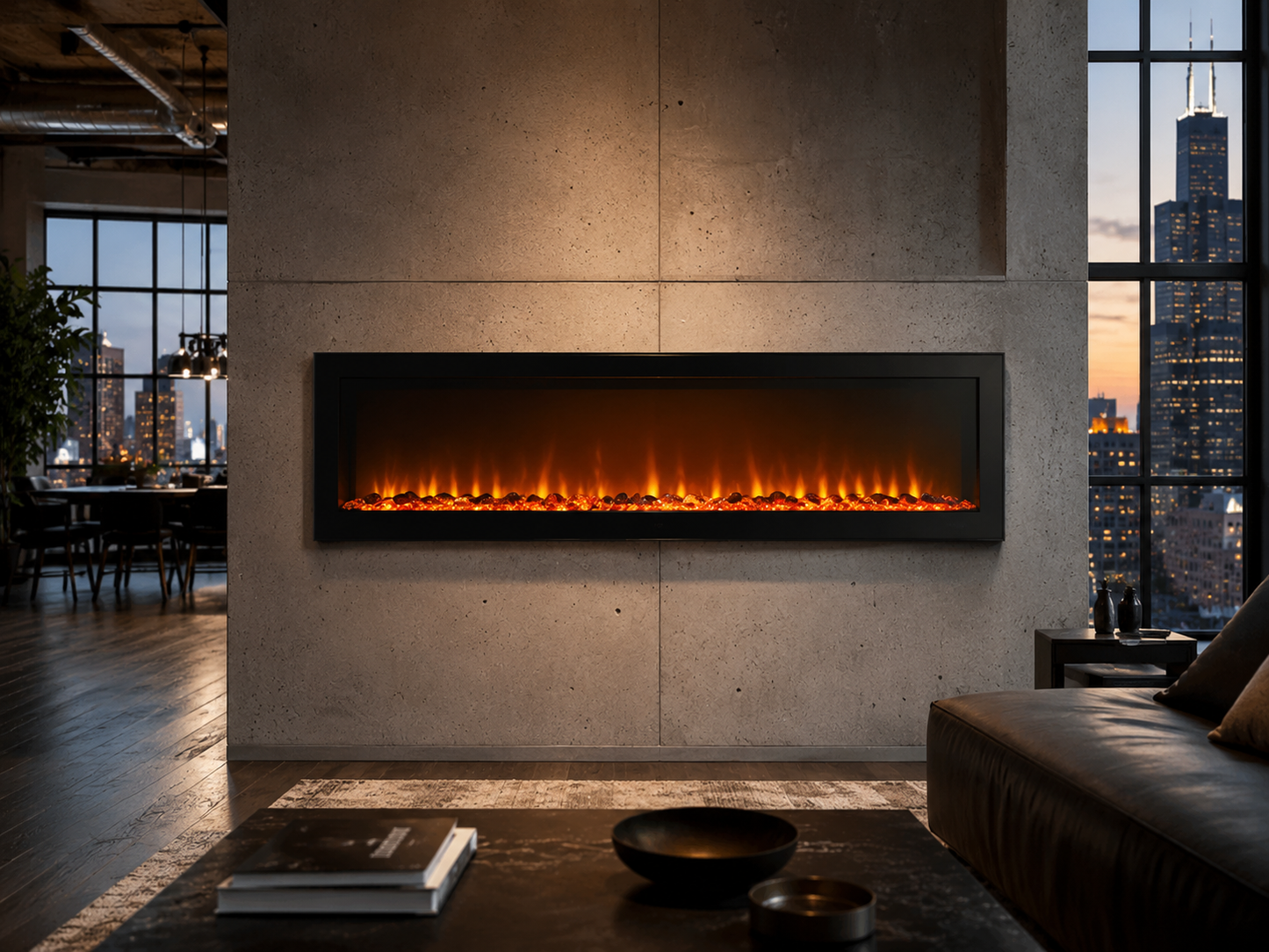 50" Wall-Mounted Electric Fireplace