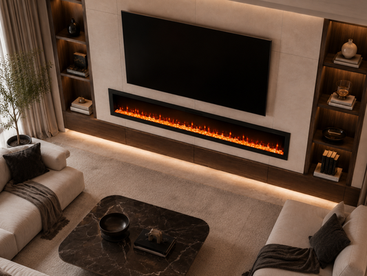 72" Built-In Media Wall Electric Fireplace