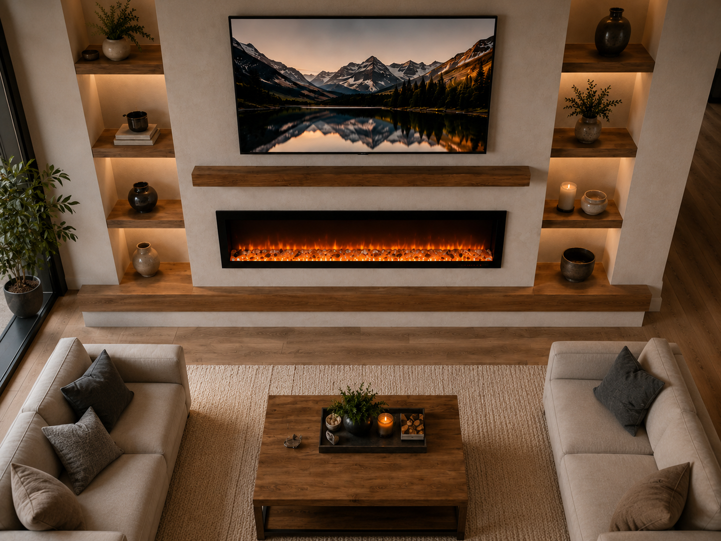 60" Built-In Fireplace with Multi-Color Flames
