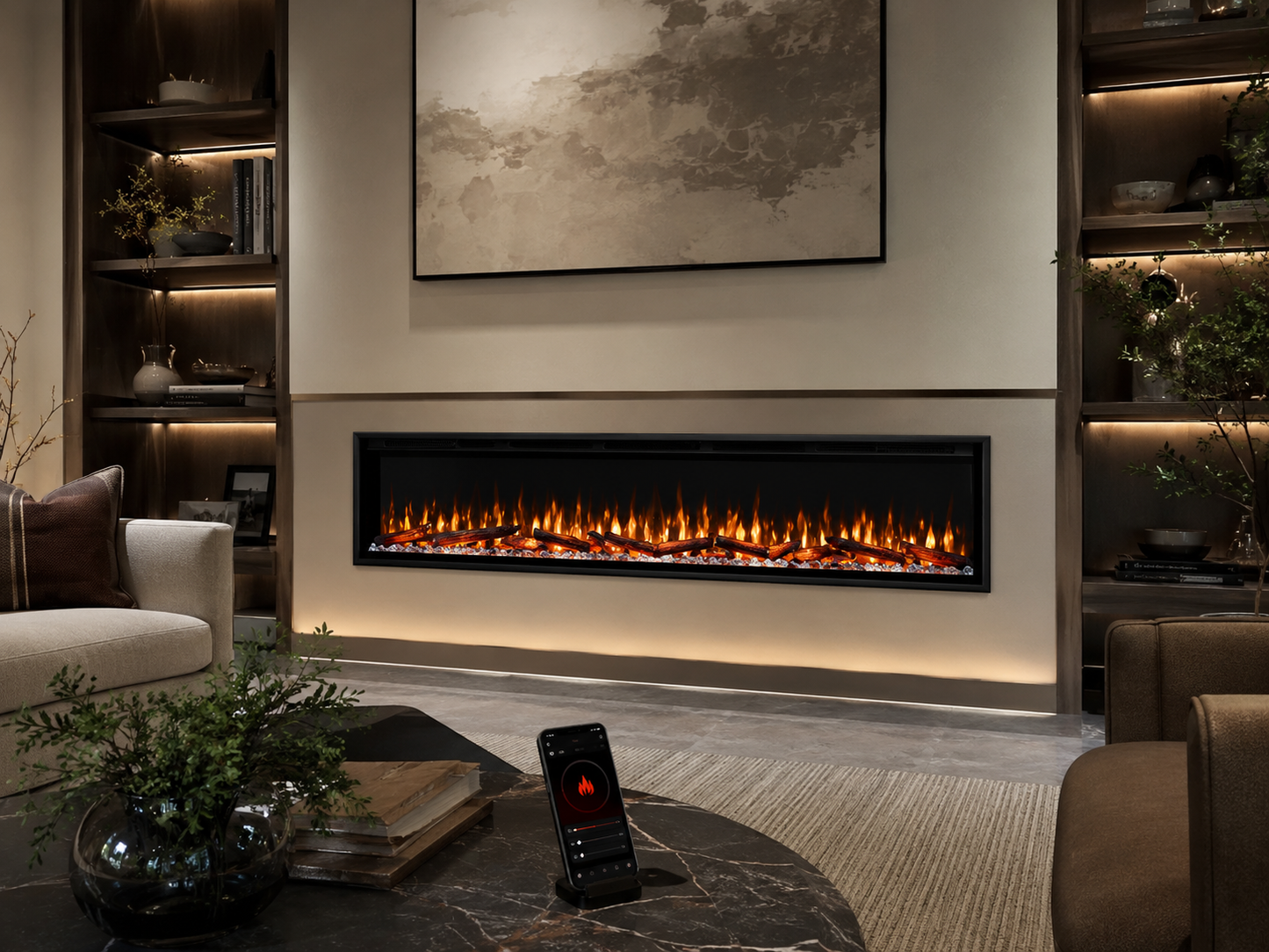 60" Smart App-Controlled Electric Fireplace