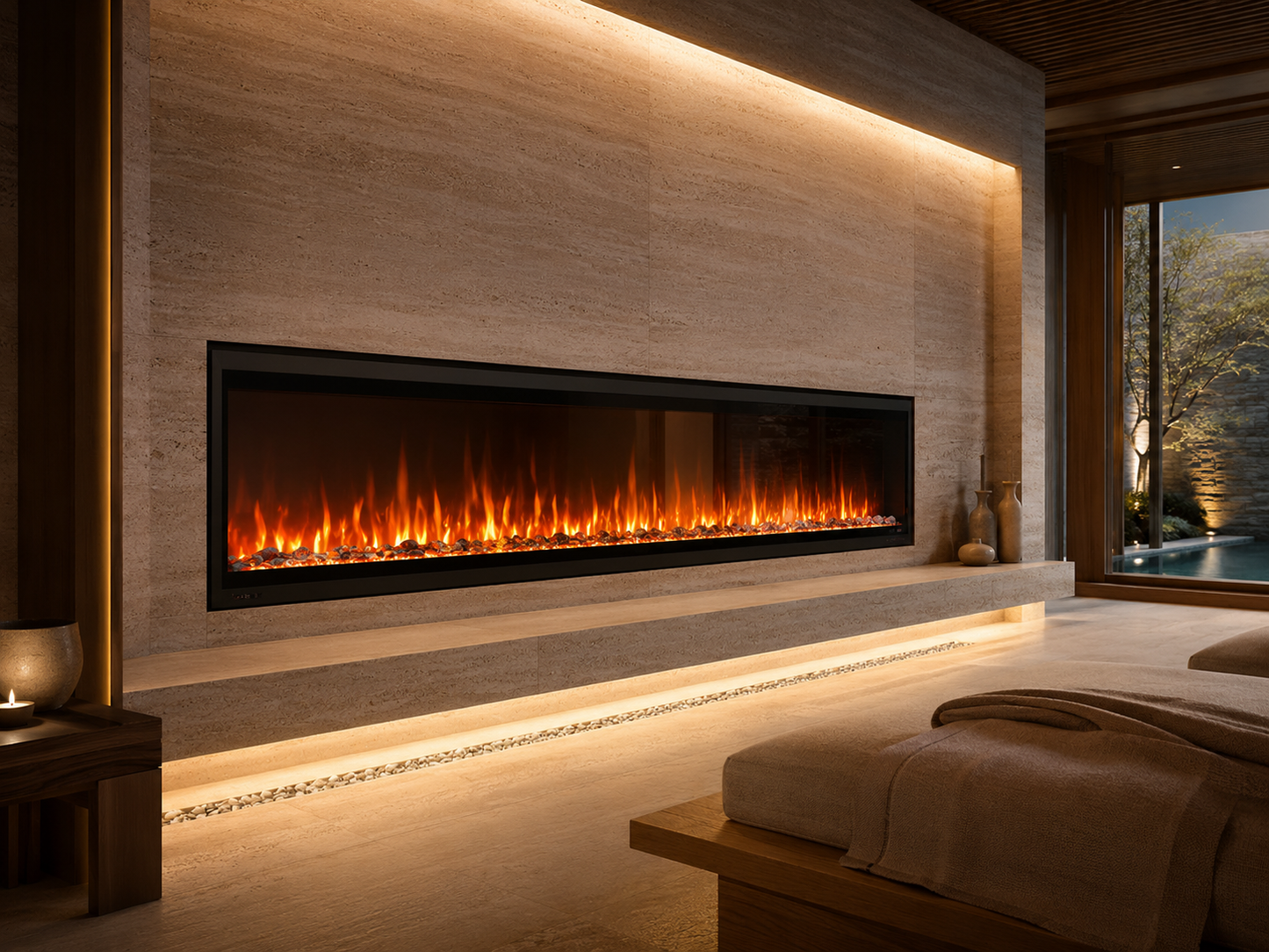 74" Premium Smart Media Wall Fireplace