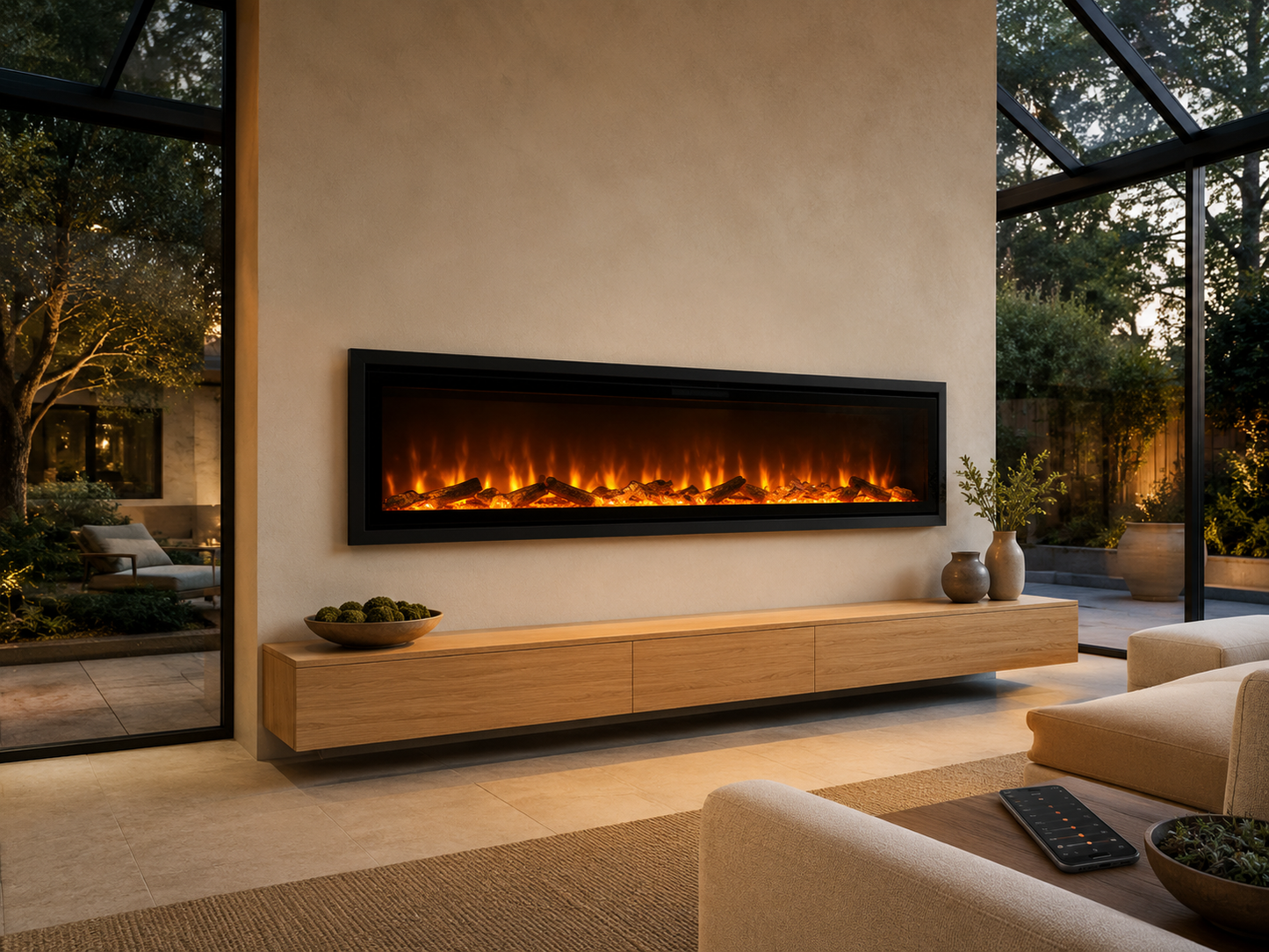 60" WiFi-Enabled Wall-Mounted Fireplace