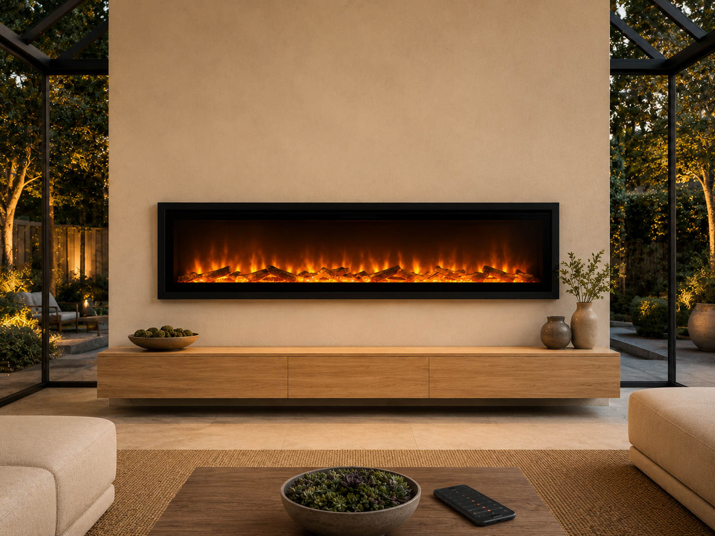 60" WiFi-Enabled Wall-Mounted Fireplace