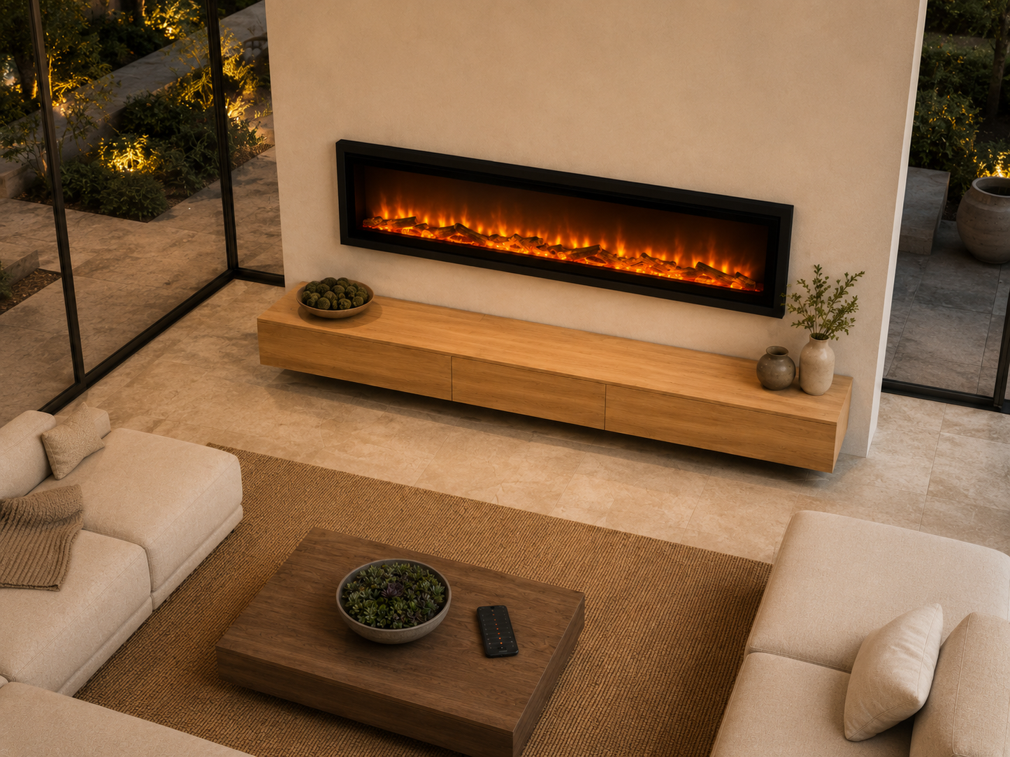 60" WiFi-Enabled Wall-Mounted Fireplace
