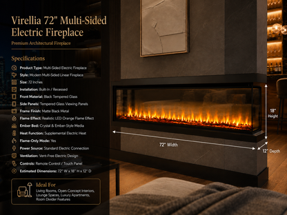 72" Multi-Sided Electric Fireplace