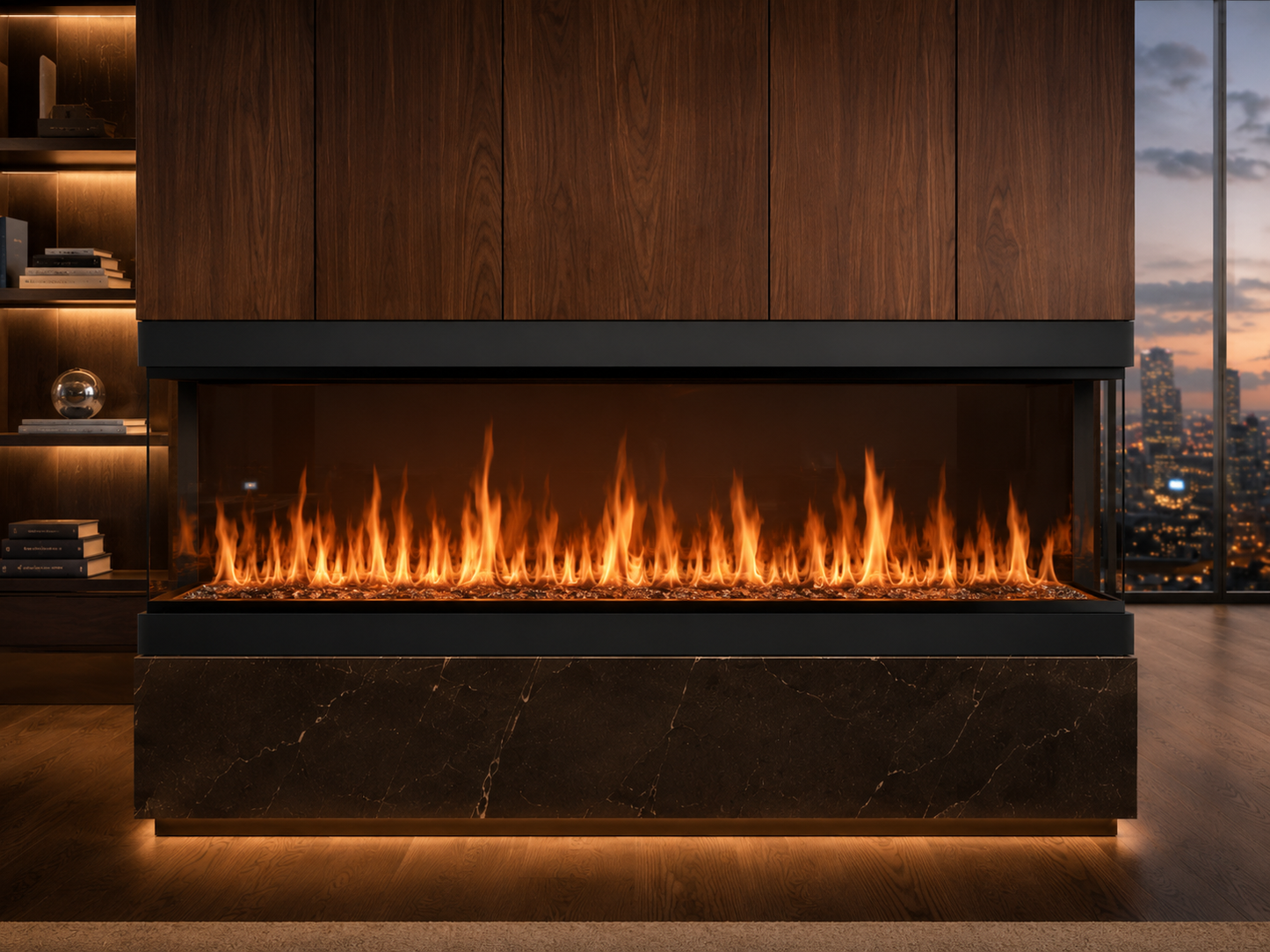 80" Premium 3-Sided Media Wall Fireplace