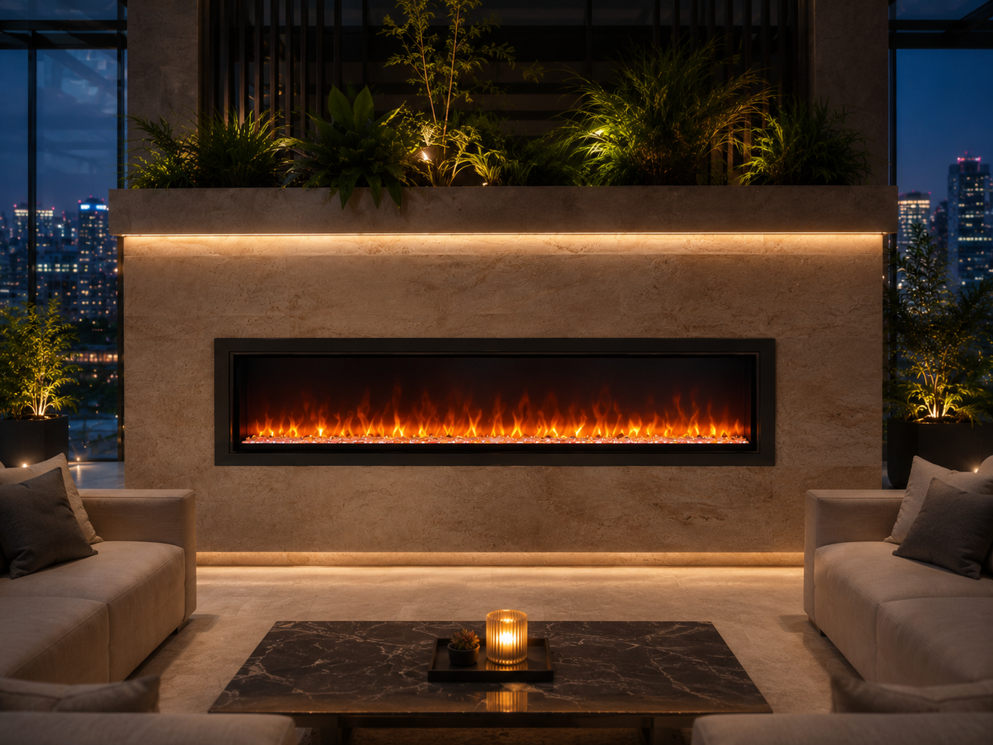 50" Linear Electric Fireplace Insert