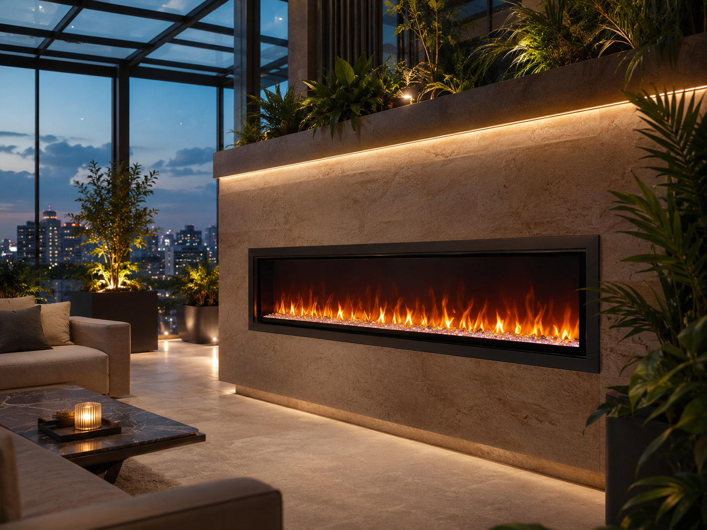 50" Linear Electric Fireplace Insert