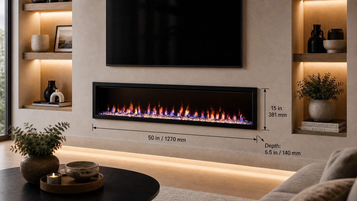 50" Recessed Linear Electric Fireplace