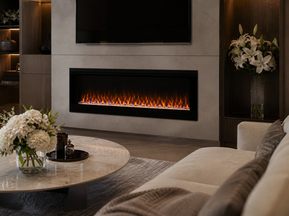 50" Modern Media Wall Recessed Fireplace