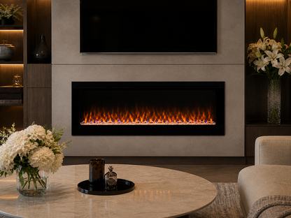 50" Modern Media Wall Recessed Fireplace