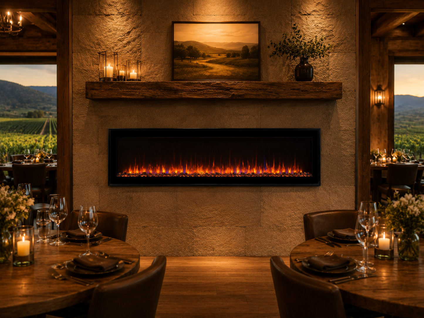 50" Low-Profile Linear Fireplace for Media Walls