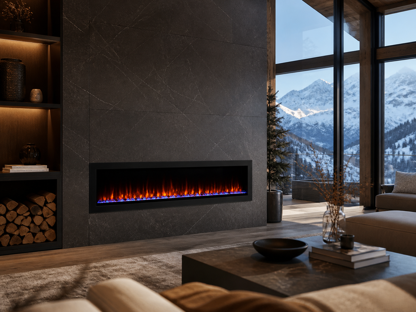 60" Recessed Linear Electric Fireplace