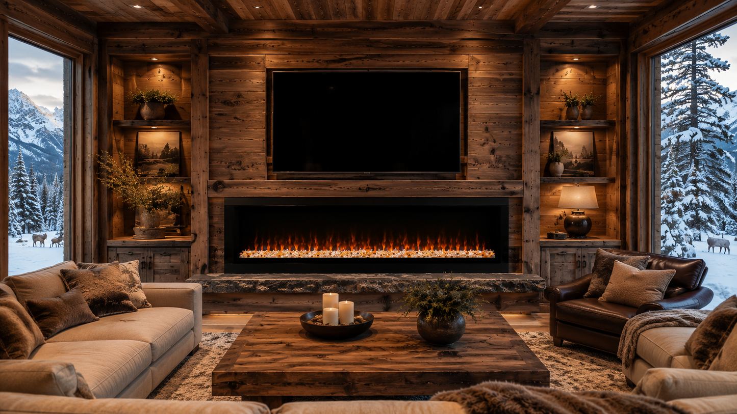 60" Recessed Media Wall Electric Fireplace