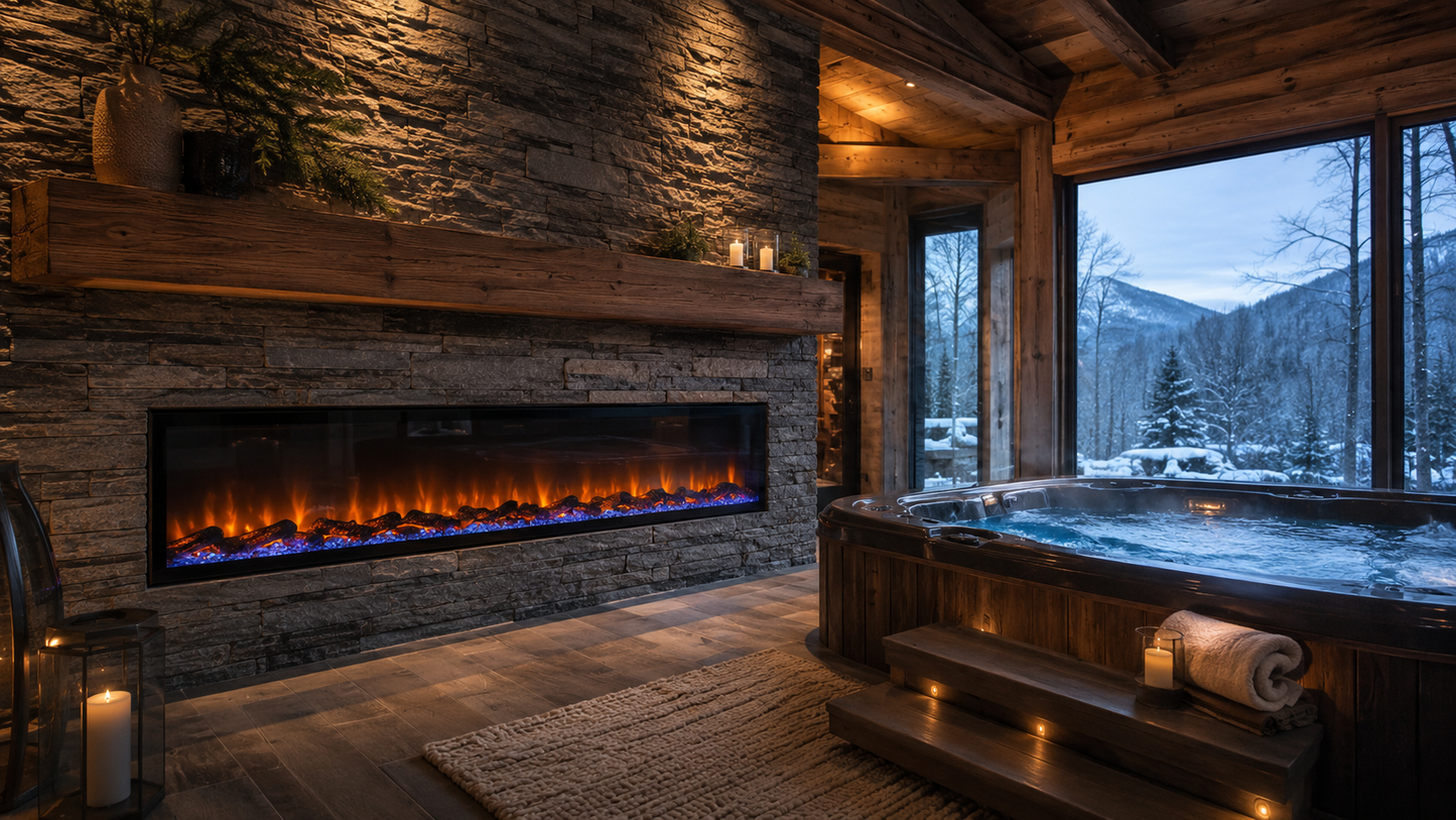 60" Contemporary Recessed Electric Fireplace