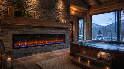 60" Contemporary Recessed Electric Fireplace