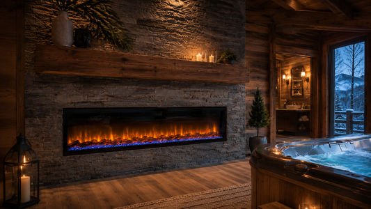 60" Contemporary Recessed Electric Fireplace