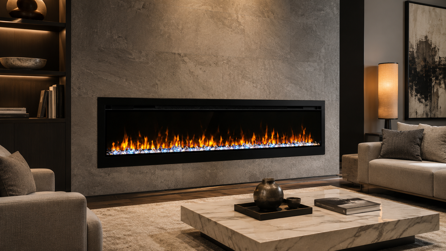 60" Crystal Ember Linear Electric Fireplace