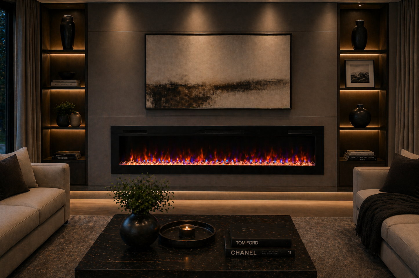 Recessed Linear Electric Fireplace