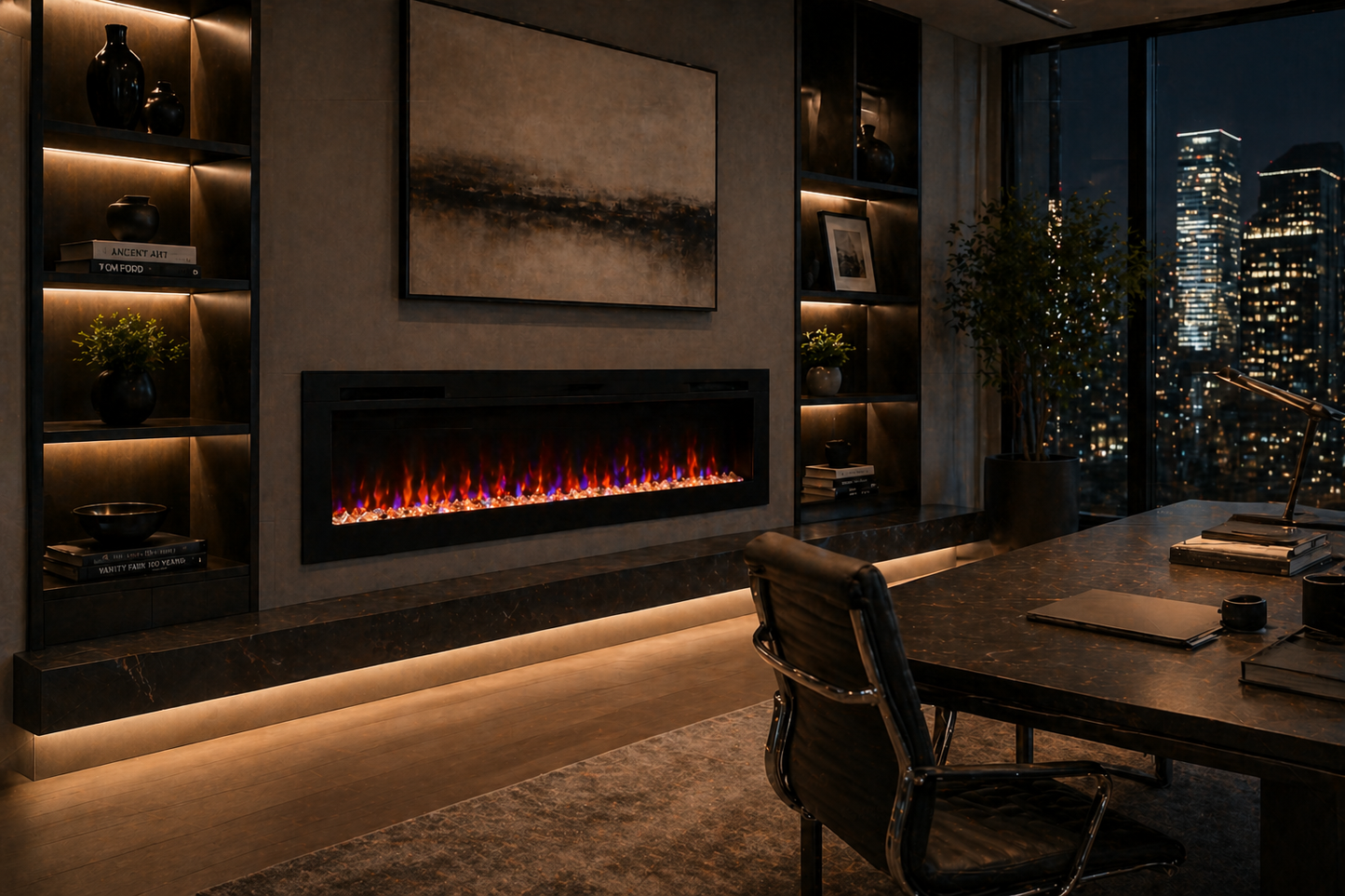 Recessed Linear Electric Fireplace