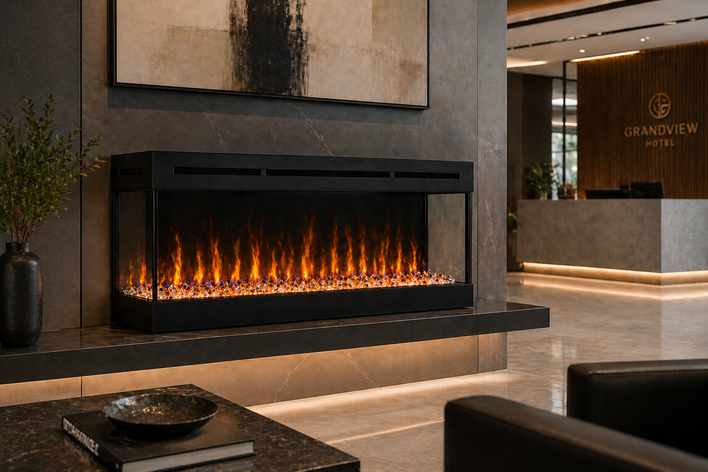 3-Sided Glass Electric Fireplace