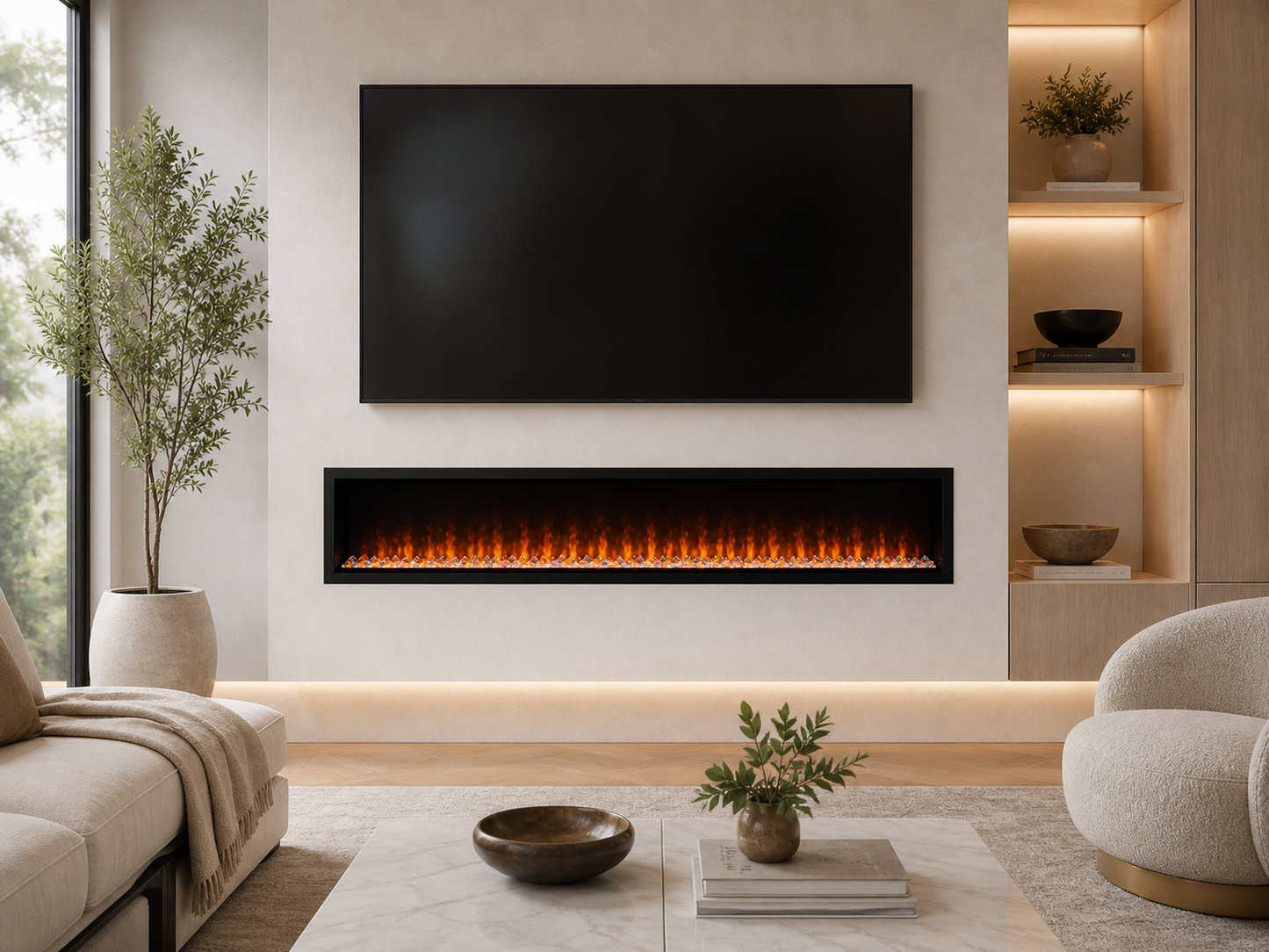 72” Smart Wall-Mounted Linear Electric Fireplace