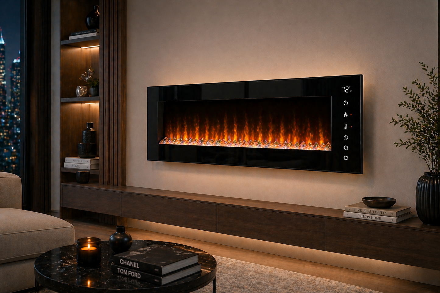 60” Wall-Mounted Electric Fireplace
