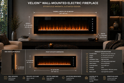 60” Wall-Mounted Electric Fireplace