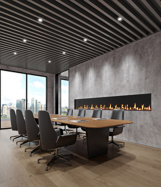 EcoSmart Fire Motion single-sided electric fireplace office installation inspiration