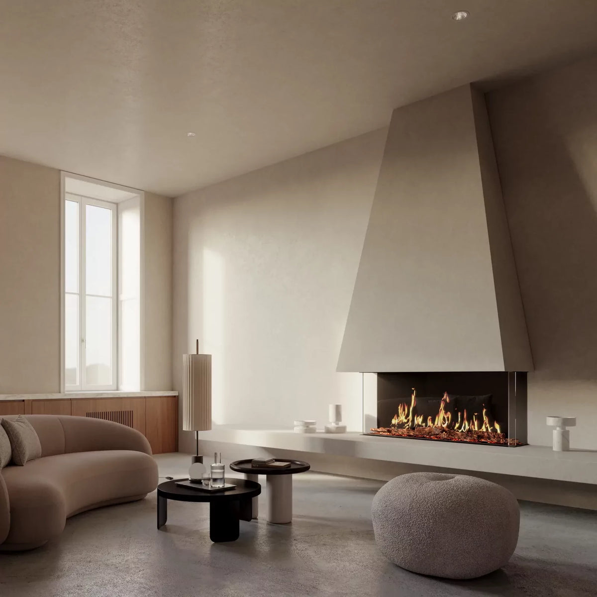 EcoSmart Fire Motion electric fireplace bay residential installation inspiration