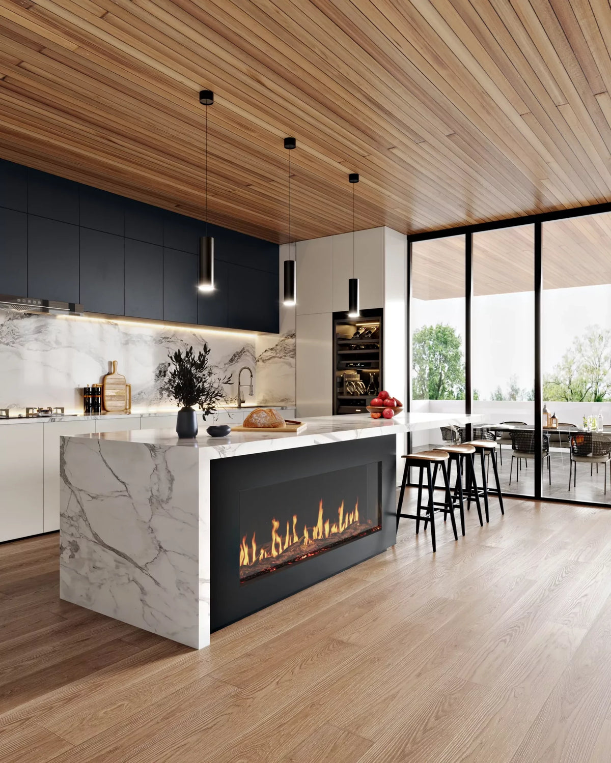EcoSmart Fire Motion electric fireplace single sided residential installation inspiration