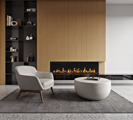 EcoSmart Fire Motion right-corner electric fireplace installation inspiration
